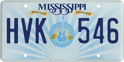 MS license plate HVK546