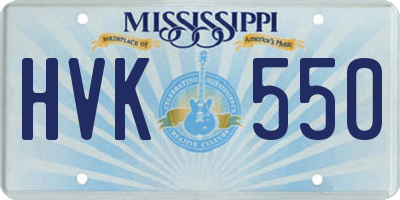 MS license plate HVK550