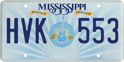 MS license plate HVK553