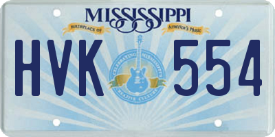 MS license plate HVK554