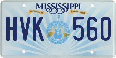 MS license plate HVK560