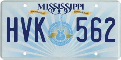 MS license plate HVK562