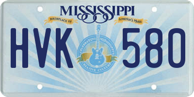 MS license plate HVK580