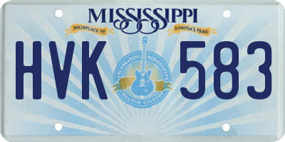MS license plate HVK583