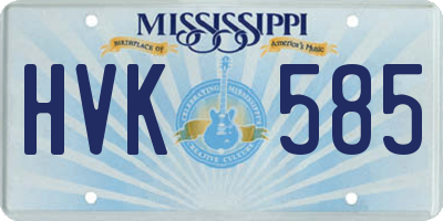MS license plate HVK585
