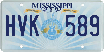 MS license plate HVK589