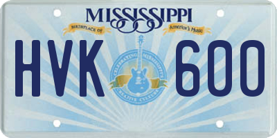 MS license plate HVK600