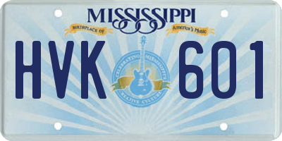 MS license plate HVK601