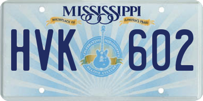 MS license plate HVK602