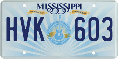 MS license plate HVK603