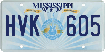 MS license plate HVK605