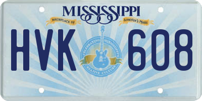 MS license plate HVK608