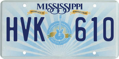 MS license plate HVK610