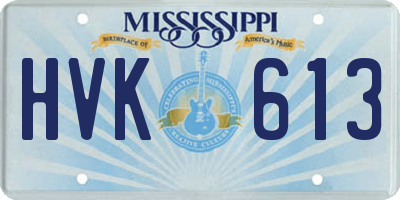MS license plate HVK613