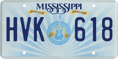 MS license plate HVK618