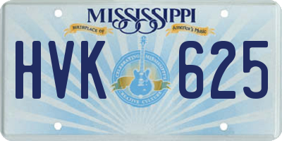MS license plate HVK625
