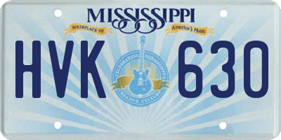 MS license plate HVK630