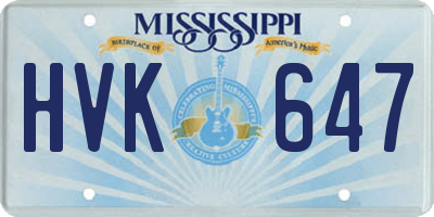 MS license plate HVK647