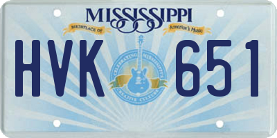 MS license plate HVK651