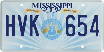 MS license plate HVK654