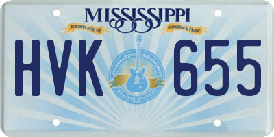 MS license plate HVK655