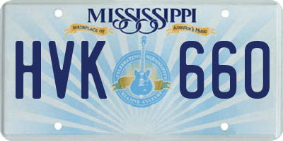 MS license plate HVK660