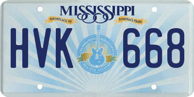 MS license plate HVK668