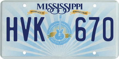 MS license plate HVK670