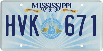 MS license plate HVK671
