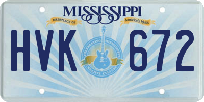 MS license plate HVK672