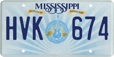 MS license plate HVK674