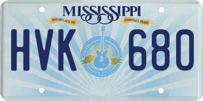 MS license plate HVK680