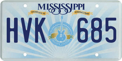 MS license plate HVK685
