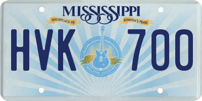 MS license plate HVK700