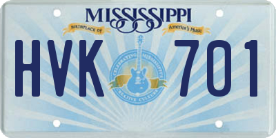 MS license plate HVK701