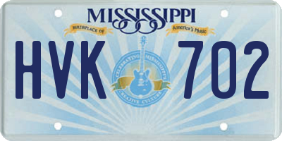 MS license plate HVK702