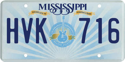 MS license plate HVK716