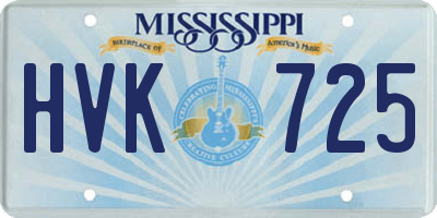 MS license plate HVK725