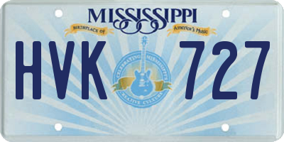 MS license plate HVK727