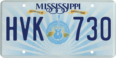 MS license plate HVK730