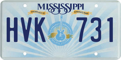 MS license plate HVK731