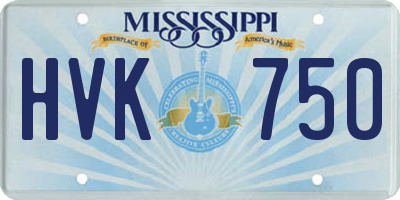 MS license plate HVK750