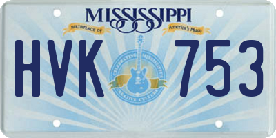 MS license plate HVK753