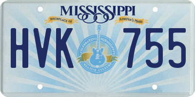 MS license plate HVK755