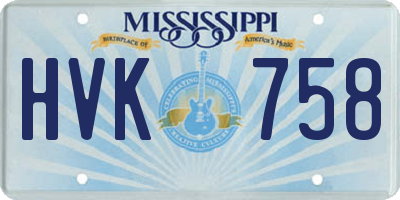 MS license plate HVK758