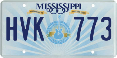 MS license plate HVK773