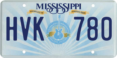 MS license plate HVK780