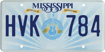 MS license plate HVK784