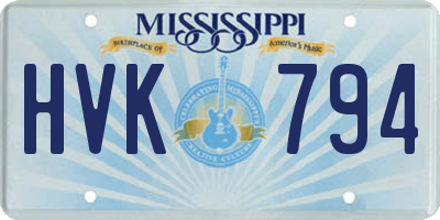 MS license plate HVK794