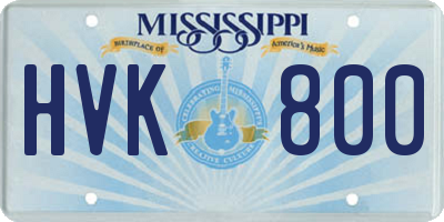 MS license plate HVK800
